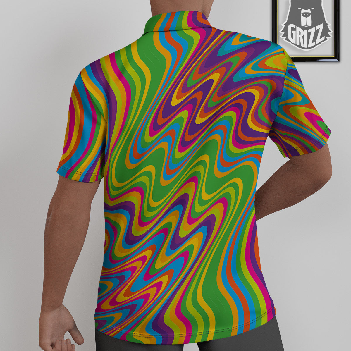 Psychedelic Rainbow Print Pattern Untucked Shirts-grizzshop