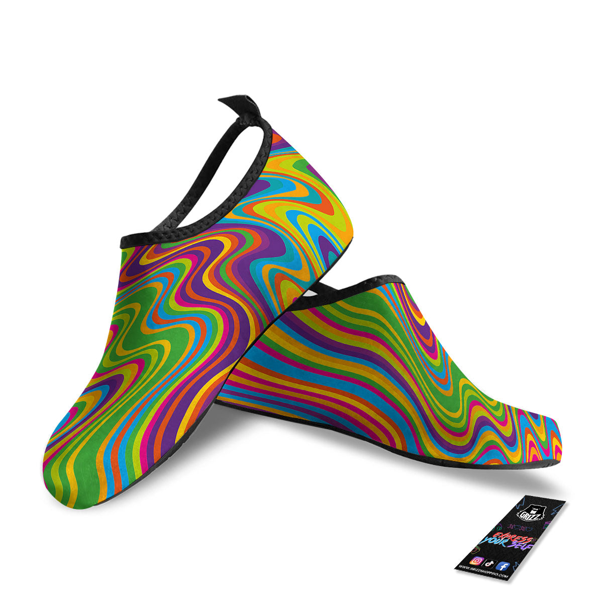 Psychedelic Rainbow Print Pattern Water Shoes-grizzshop