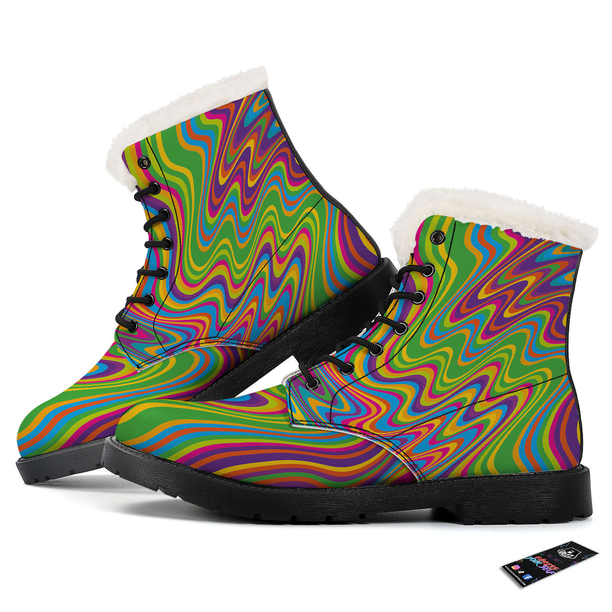 Psychedelic Rainbow Print Pattern Winter Boots-grizzshop