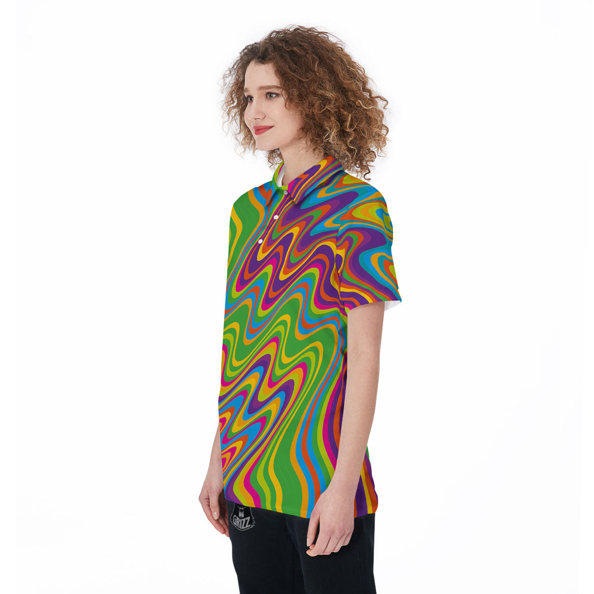 Psychedelic Rainbow Print Pattern Women's Golf Shirts-grizzshop