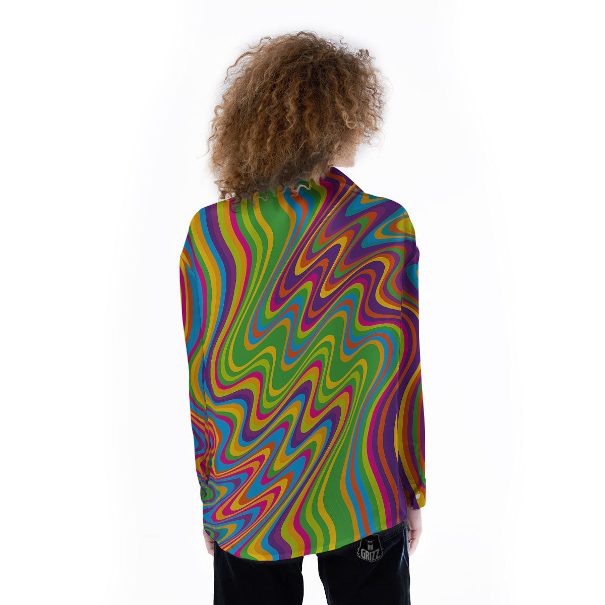 Psychedelic Rainbow Print Pattern Women's Long Sleeve Shirts-grizzshop