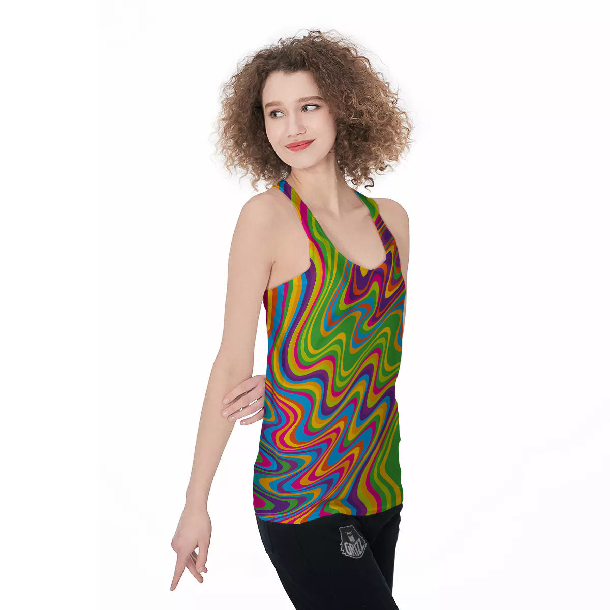 Psychedelic Rainbow Print Pattern Women's Racerback Tank Top-grizzshop
