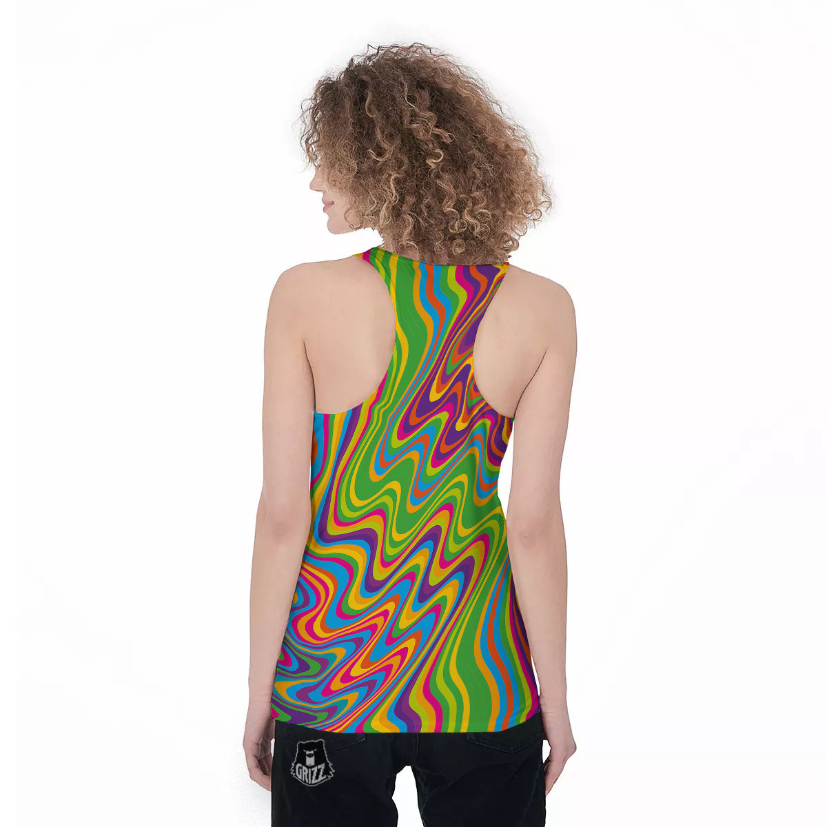 Psychedelic Rainbow Print Pattern Women's Racerback Tank Top-grizzshop