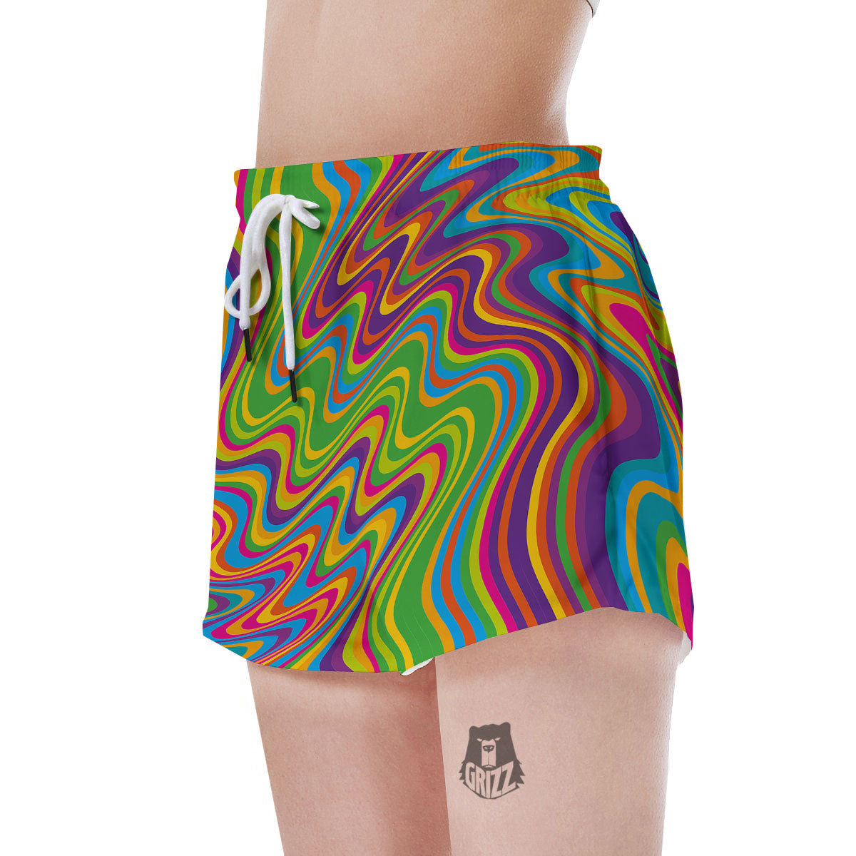 Psychedelic Rainbow Print Pattern Women's Shorts-grizzshop