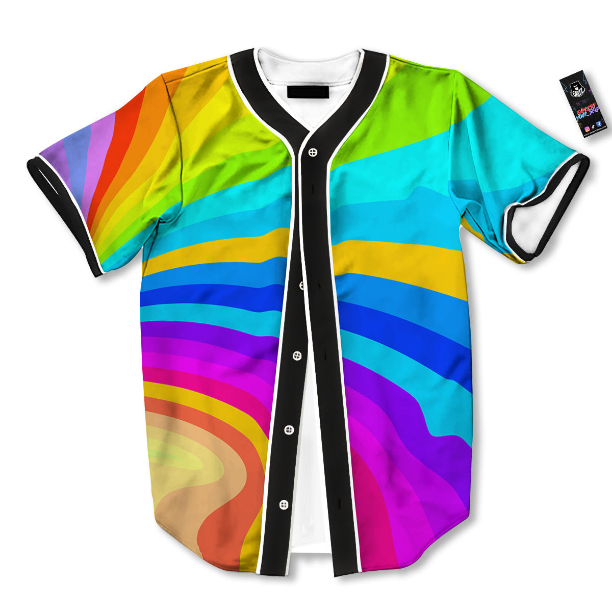 Psychedelic Rainbow Torus Print Baseball Jersey-grizzshop