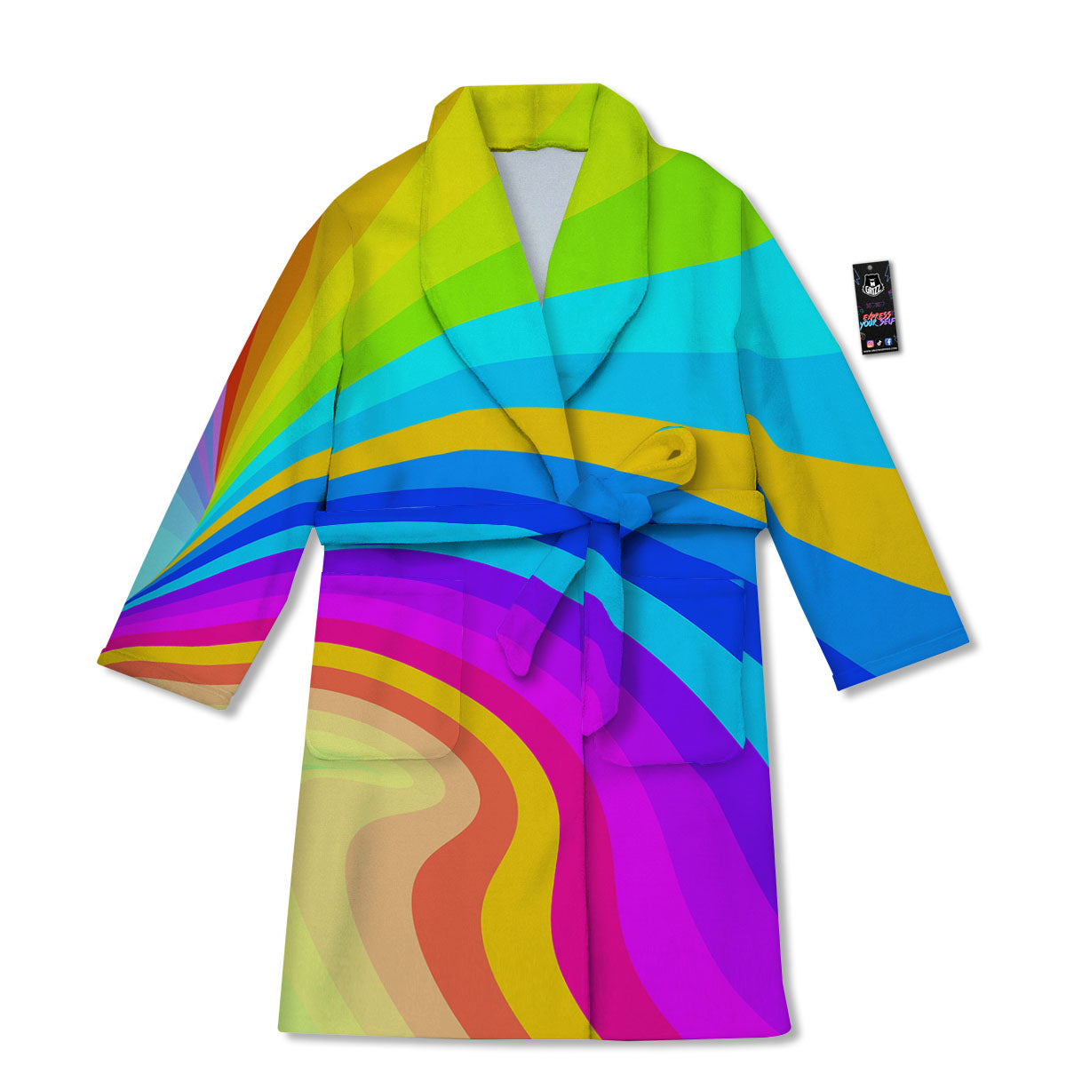 Psychedelic Rainbow Torus Print Bathrobe-grizzshop