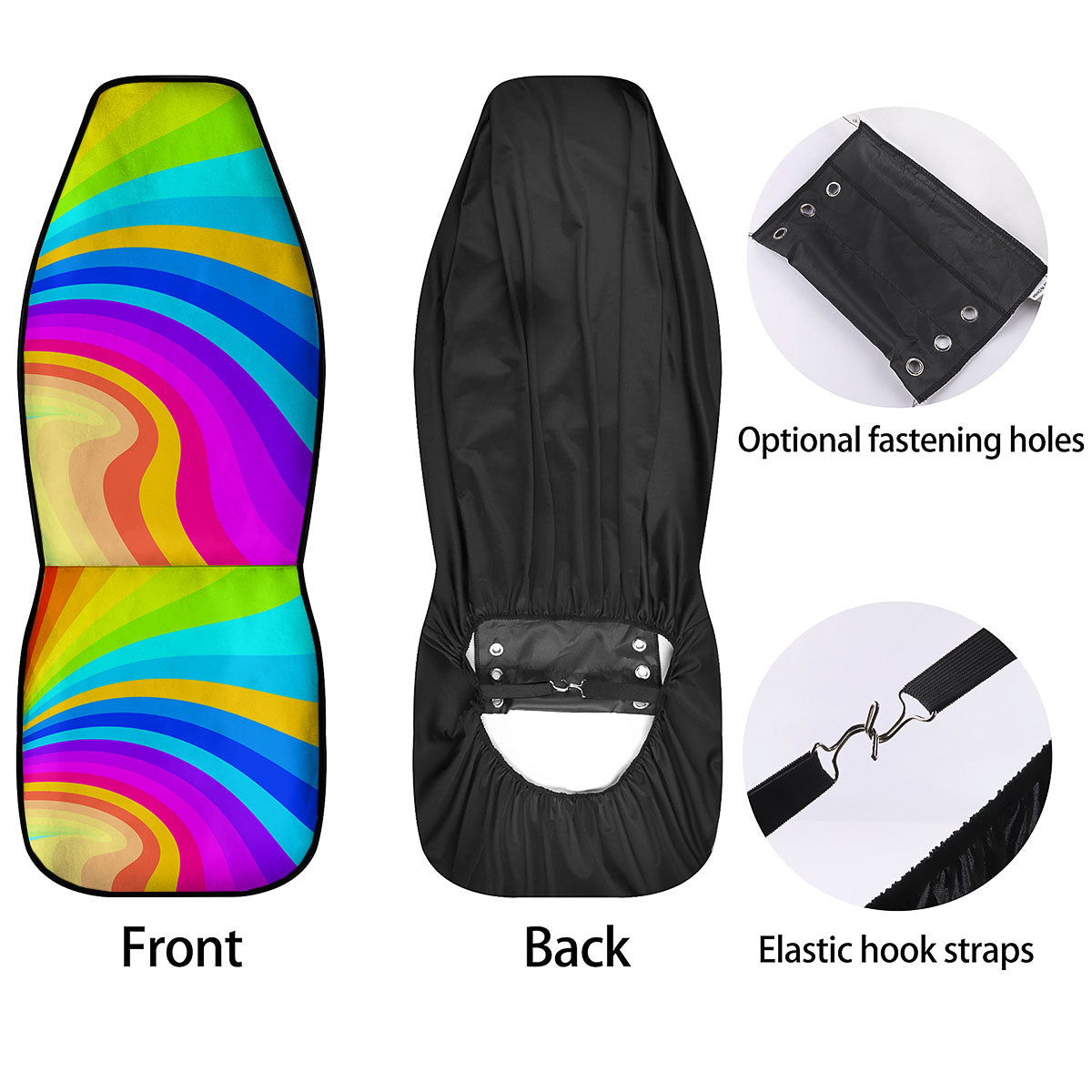 Psychedelic Rainbow Torus Print Car Seat Covers-grizzshop