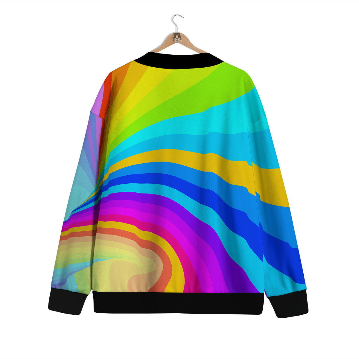 Psychedelic Rainbow Torus Print Cardigan-grizzshop
