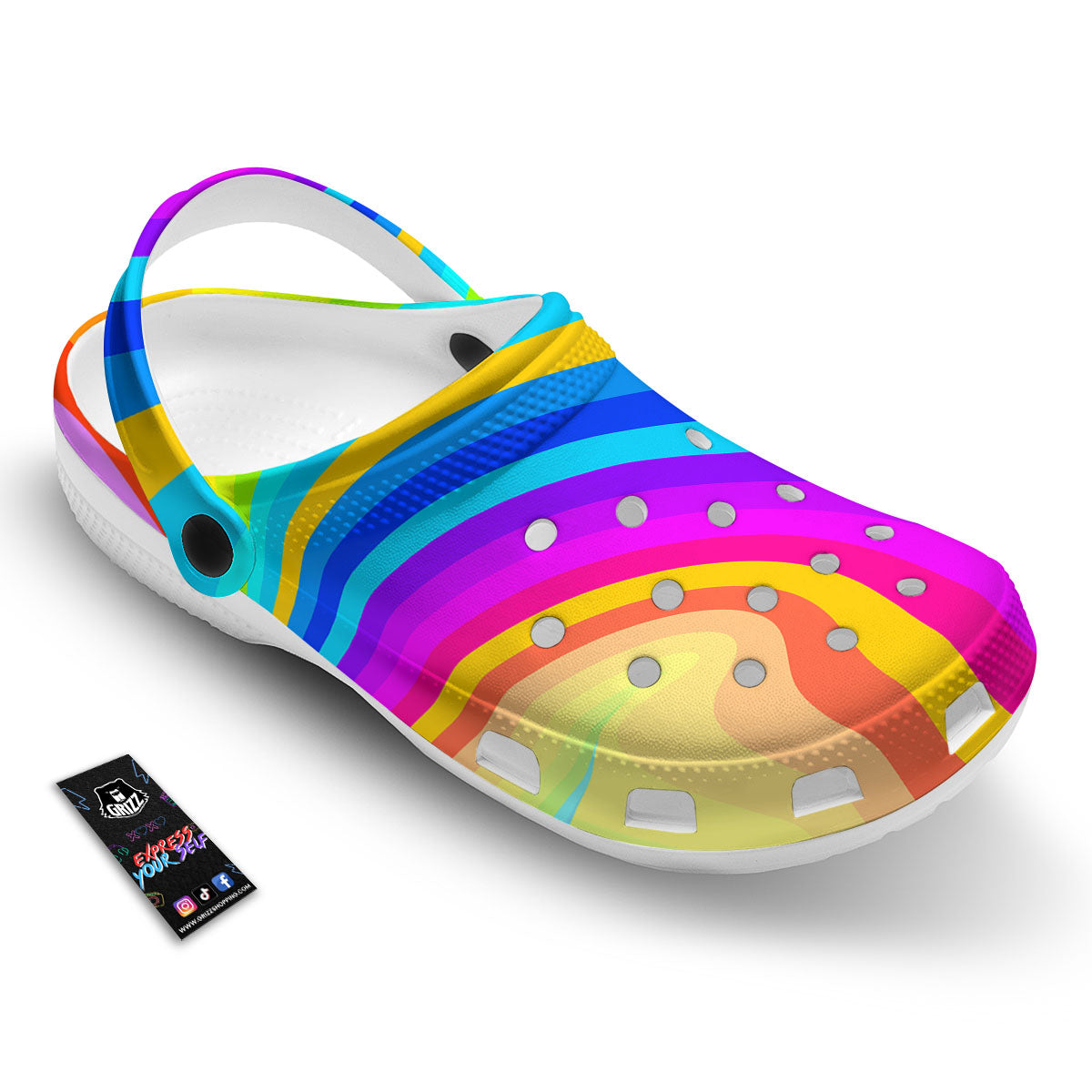 Psychedelic Rainbow Torus Print Clog-grizzshop