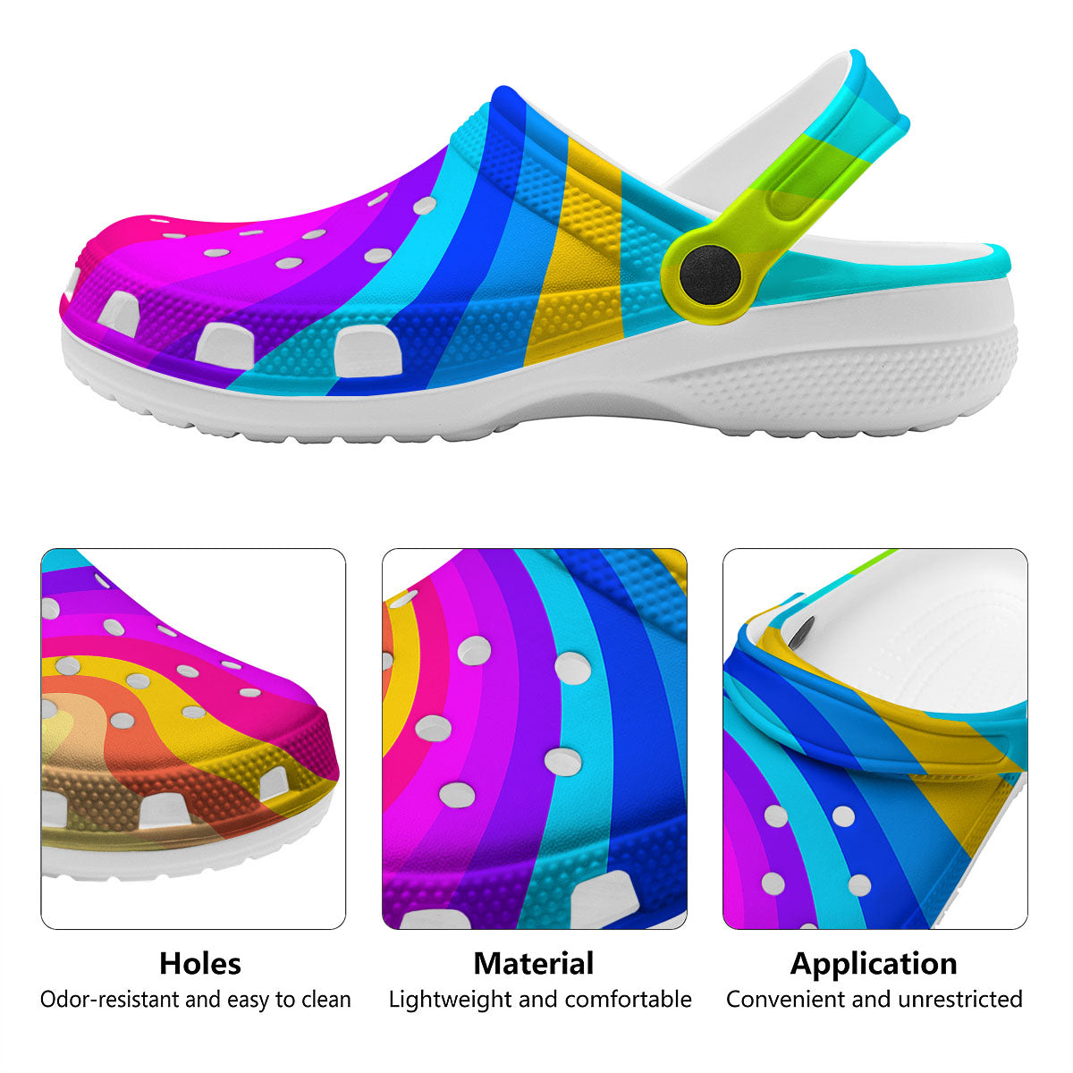 Psychedelic Rainbow Torus Print Clog-grizzshop