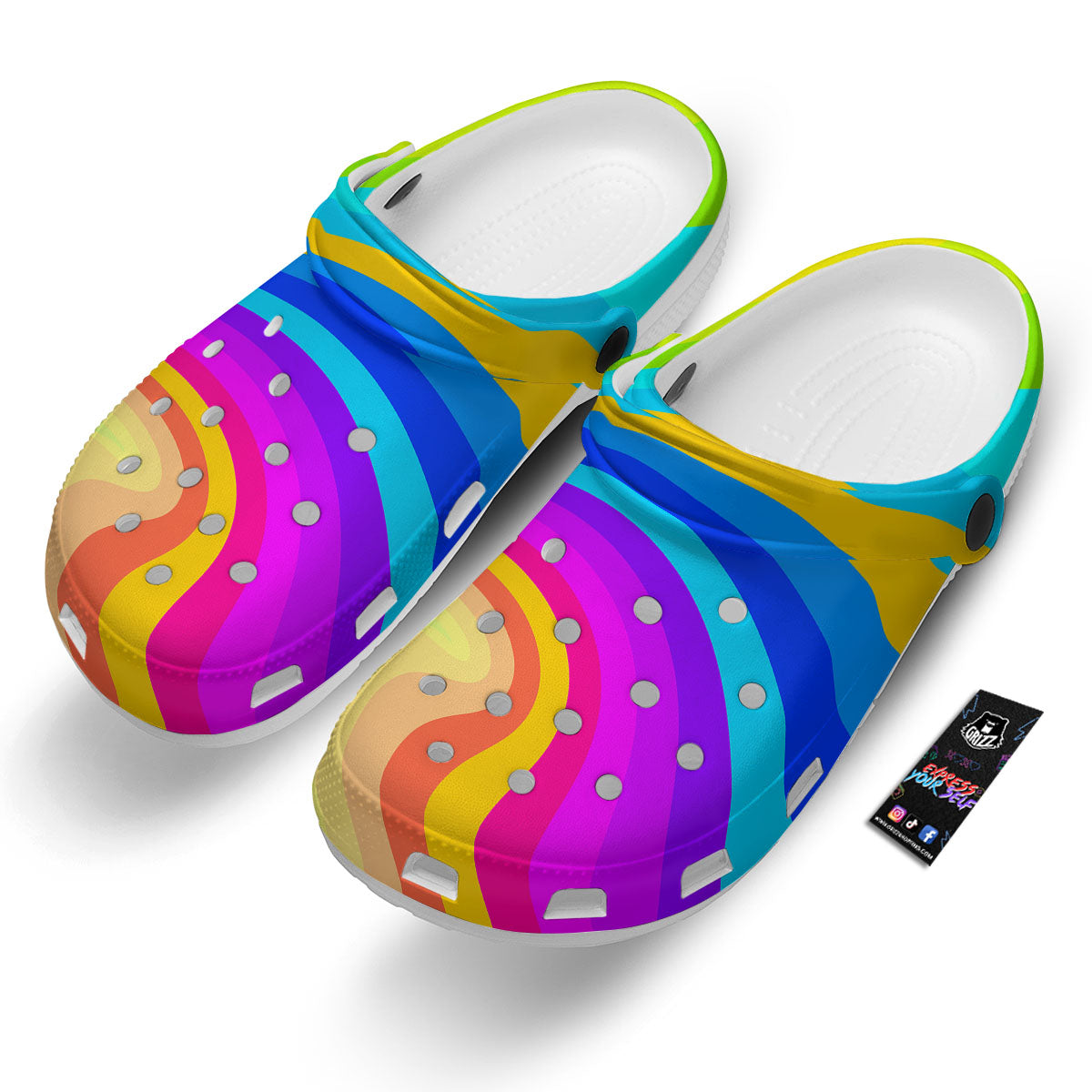Psychedelic Rainbow Torus Print Clog-grizzshop