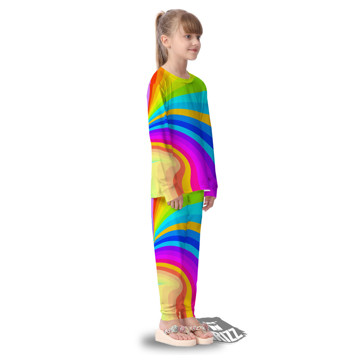 Psychedelic Rainbow Torus Print Kid's Pajamas-grizzshop