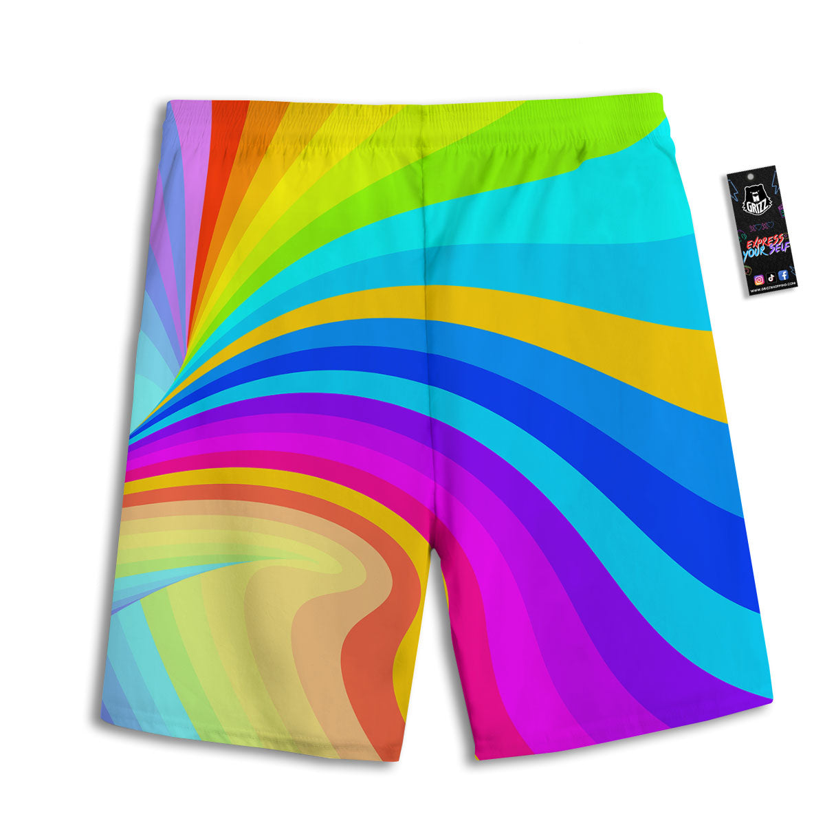 Psychedelic Rainbow Torus Print Men's Athletic Shorts
