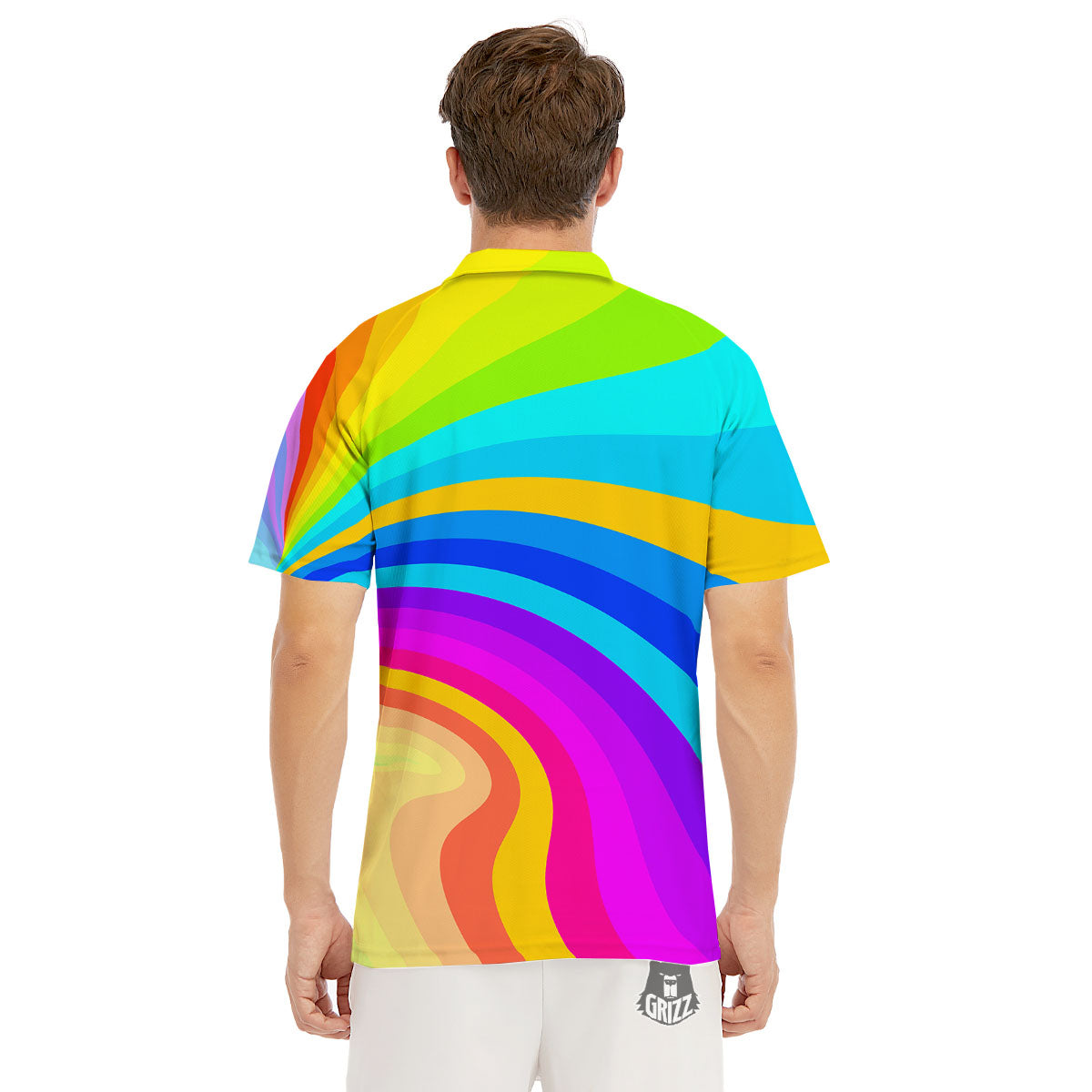 Psychedelic Rainbow Torus Print Men's Golf Shirts-grizzshop