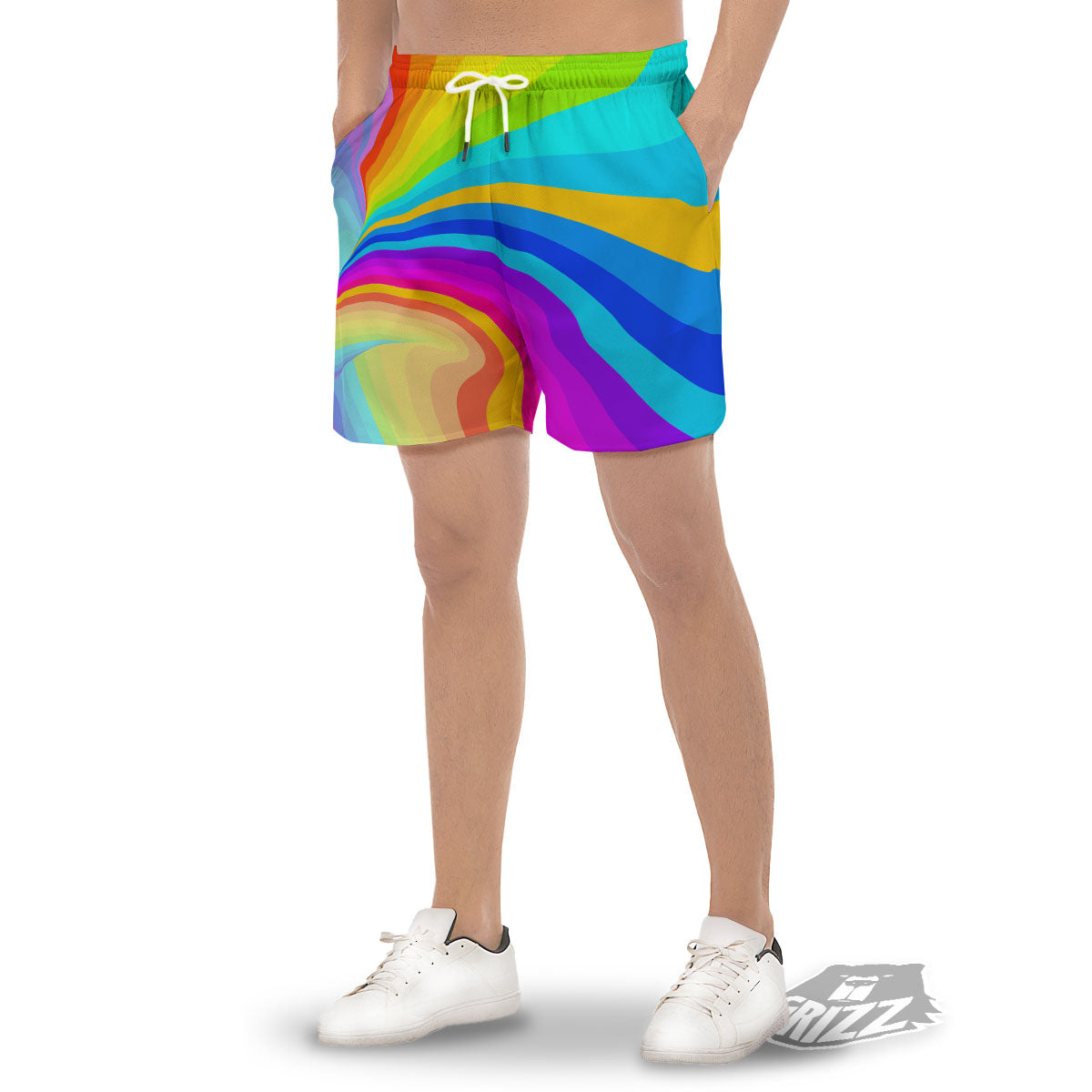Psychedelic Rainbow Torus Print Men's Gym Shorts-grizzshop