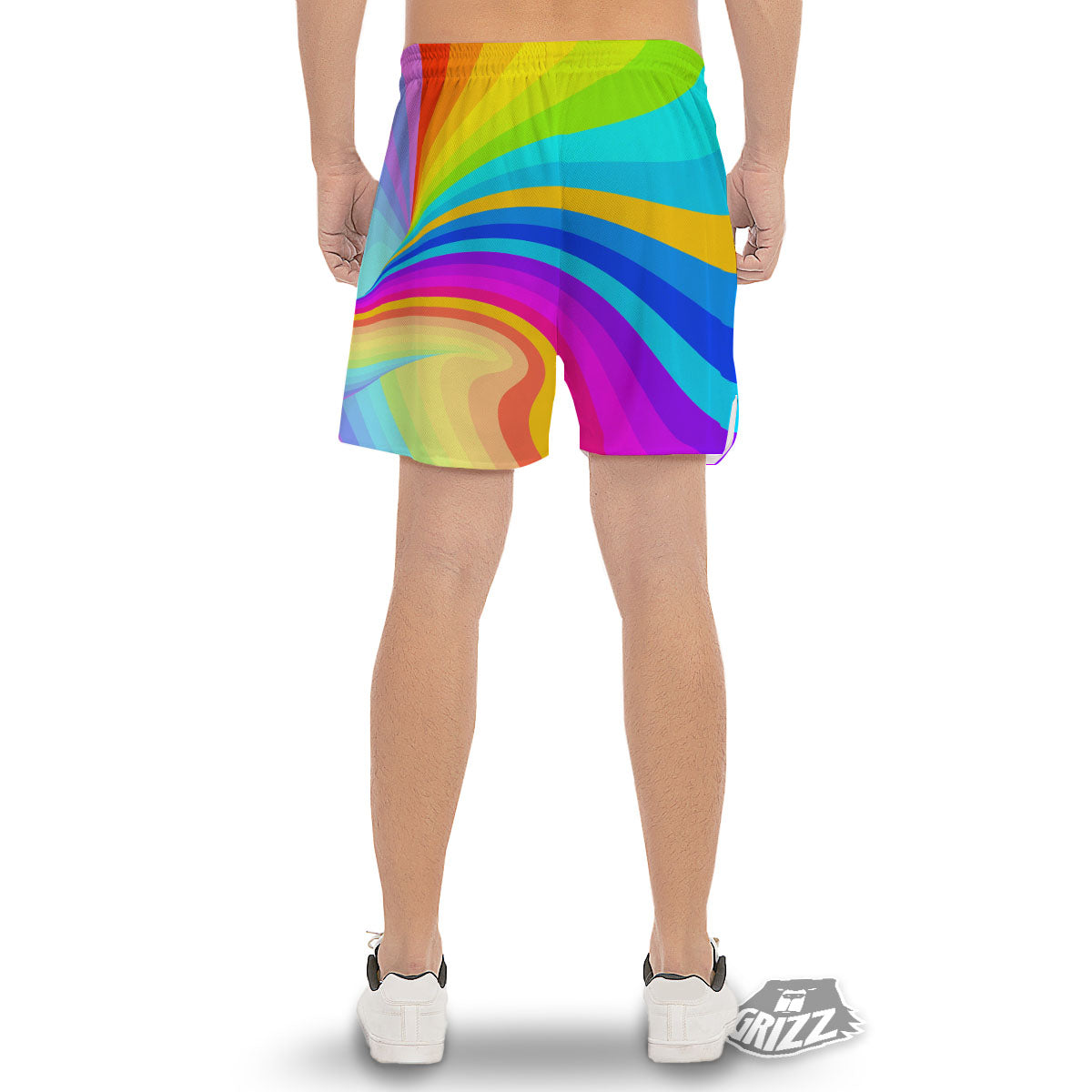 Psychedelic Rainbow Torus Print Men's Gym Shorts-grizzshop