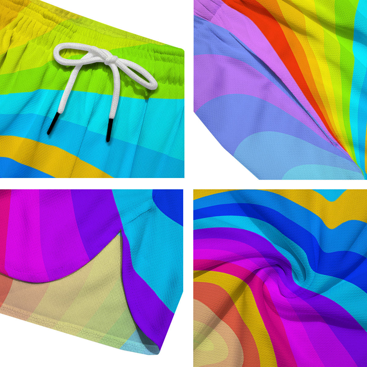 Psychedelic Rainbow Torus Print Men's Running Shorts-grizzshop