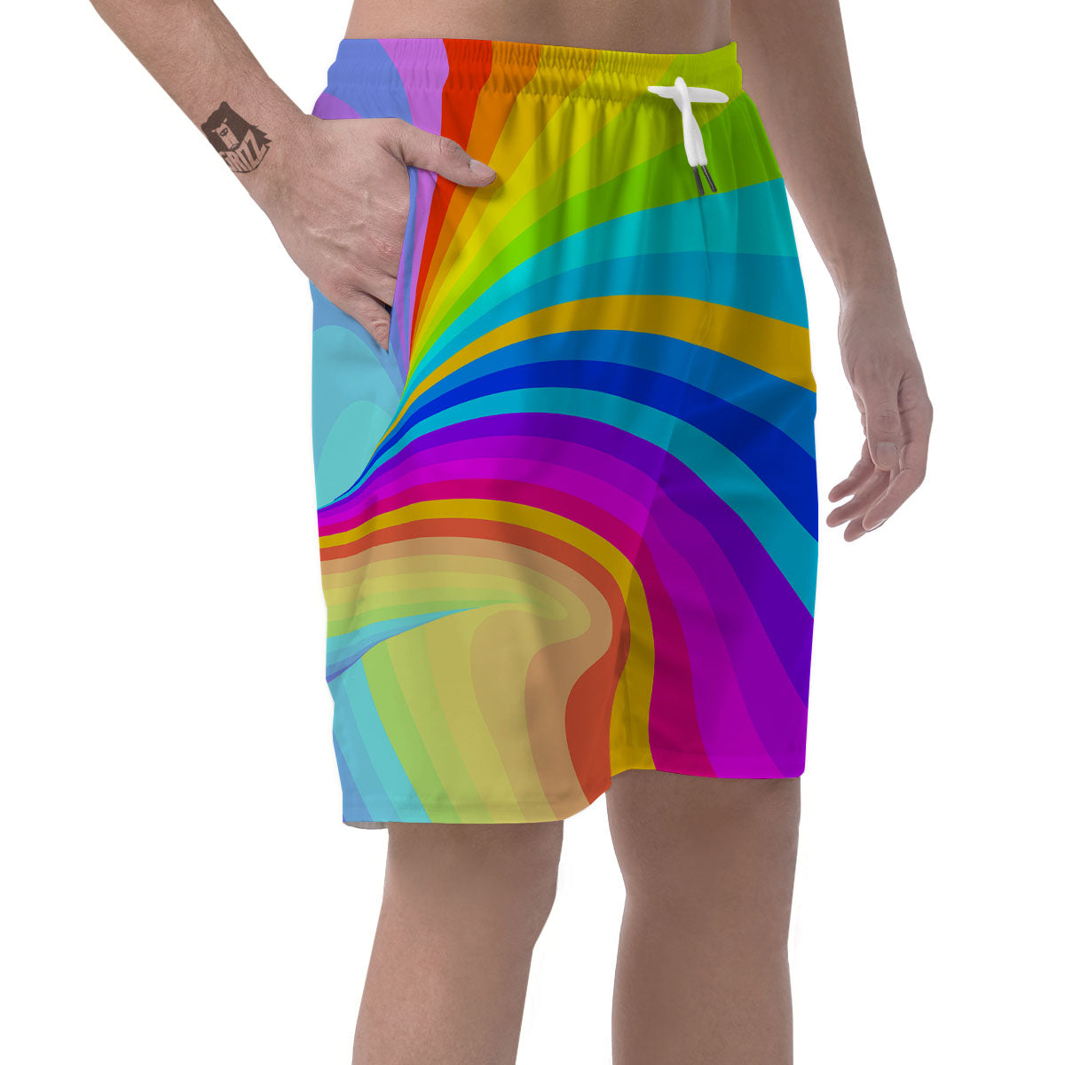 Psychedelic Rainbow Torus Print Men's Shorts-grizzshop