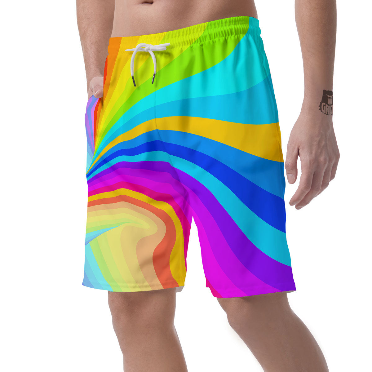 Psychedelic Rainbow Torus Print Men's Shorts-grizzshop