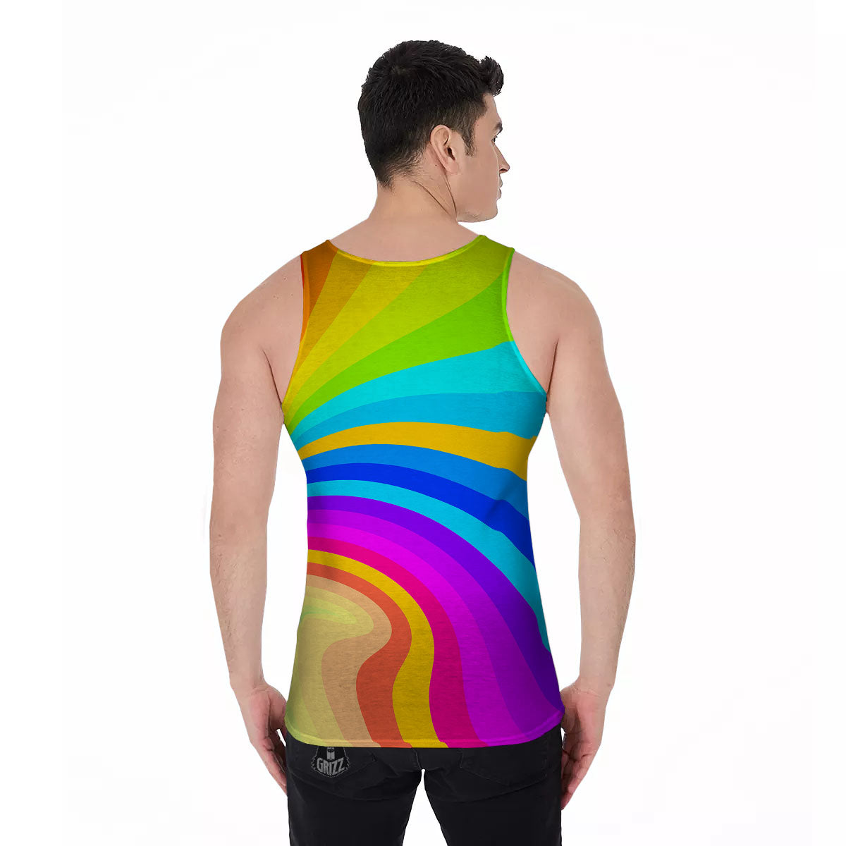 Psychedelic Rainbow Torus Print Men's Tank Top-grizzshop