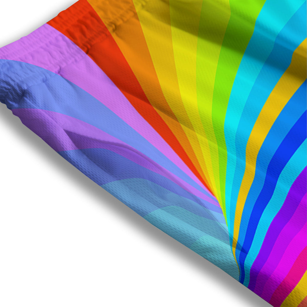 Psychedelic Rainbow Torus Print Mesh Shorts