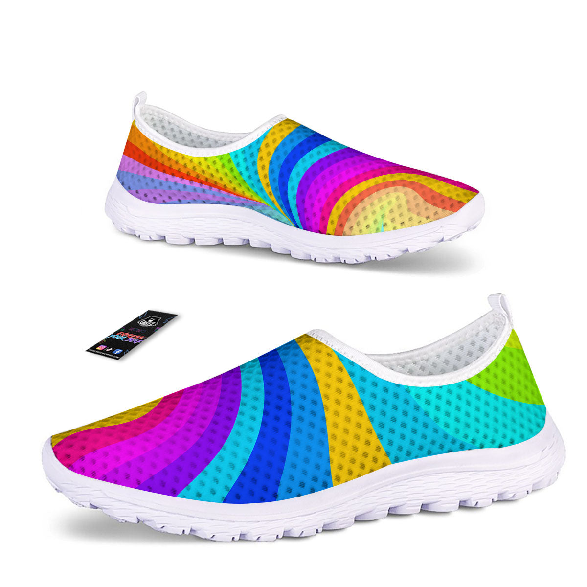 Psychedelic Rainbow Torus Print Nurse Shoes-grizzshop