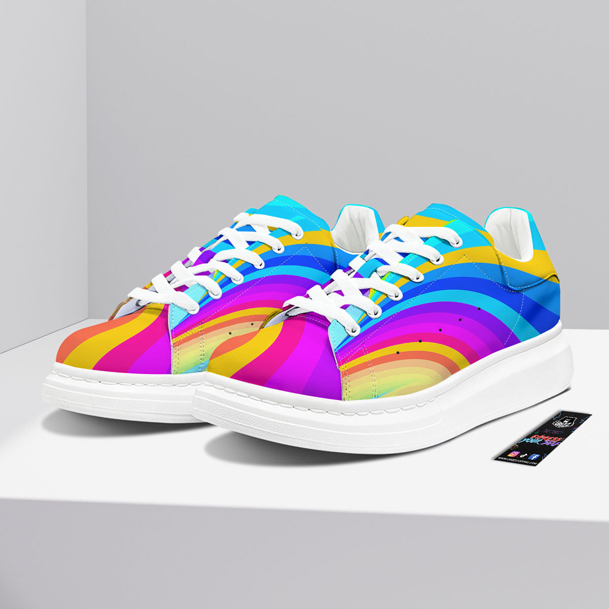Psychedelic Rainbow Torus Print Platform Shoes-grizzshop