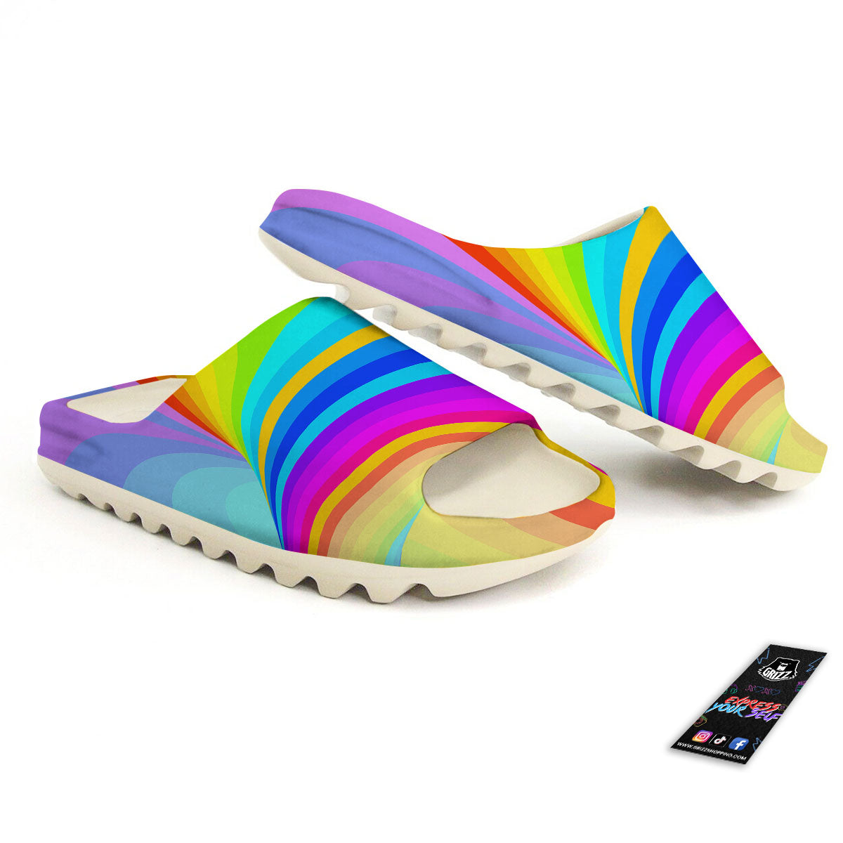 Psychedelic Rainbow Torus Print Sandals-grizzshop