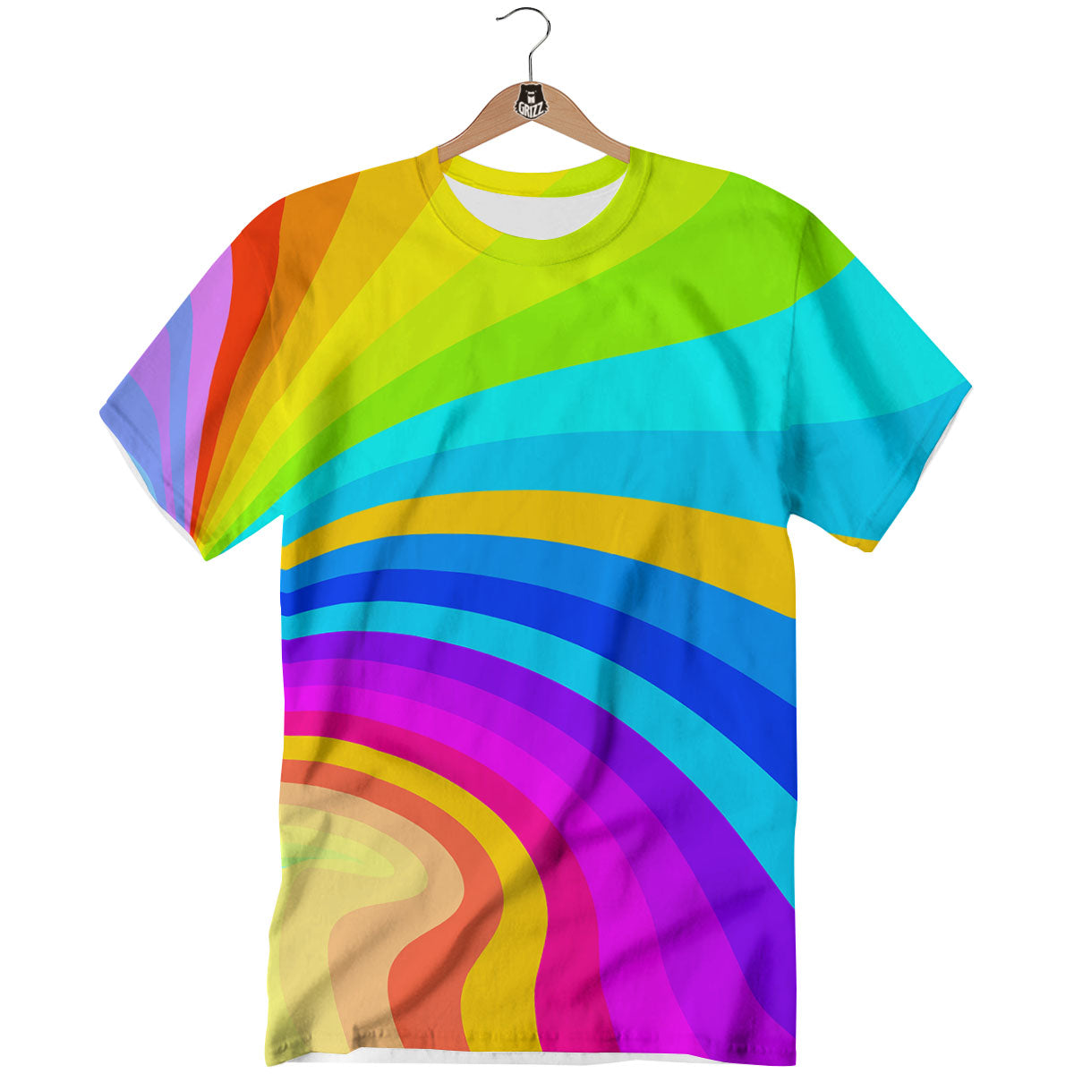 Psychedelic Rainbow Torus Print T-Shirt-grizzshop