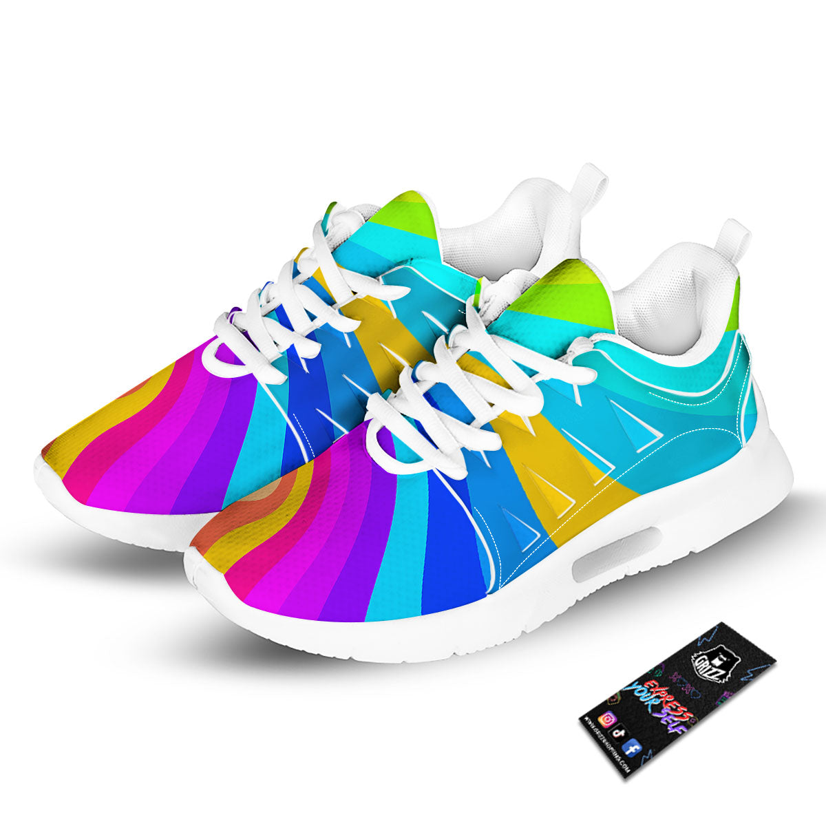 Psychedelic Rainbow Torus Print Tennis Shoes-grizzshop