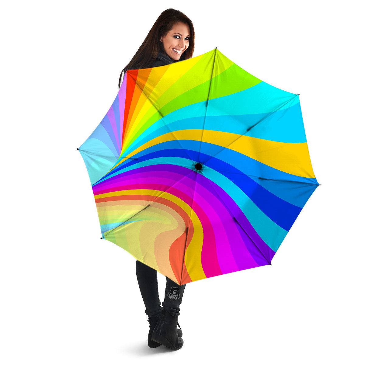 Psychedelic Rainbow Torus Print Umbrella-grizzshop