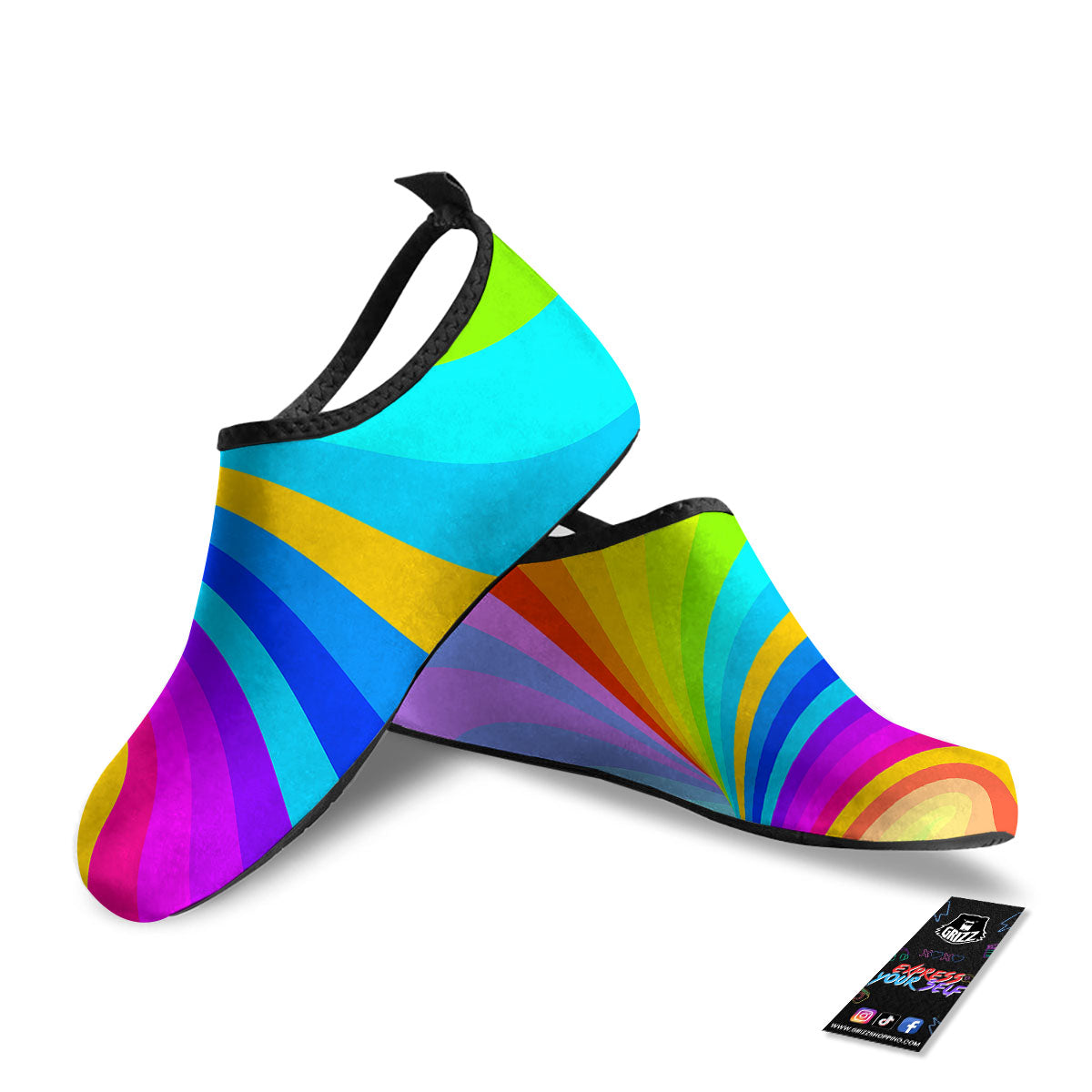 Psychedelic Rainbow Torus Print Water Shoes-grizzshop