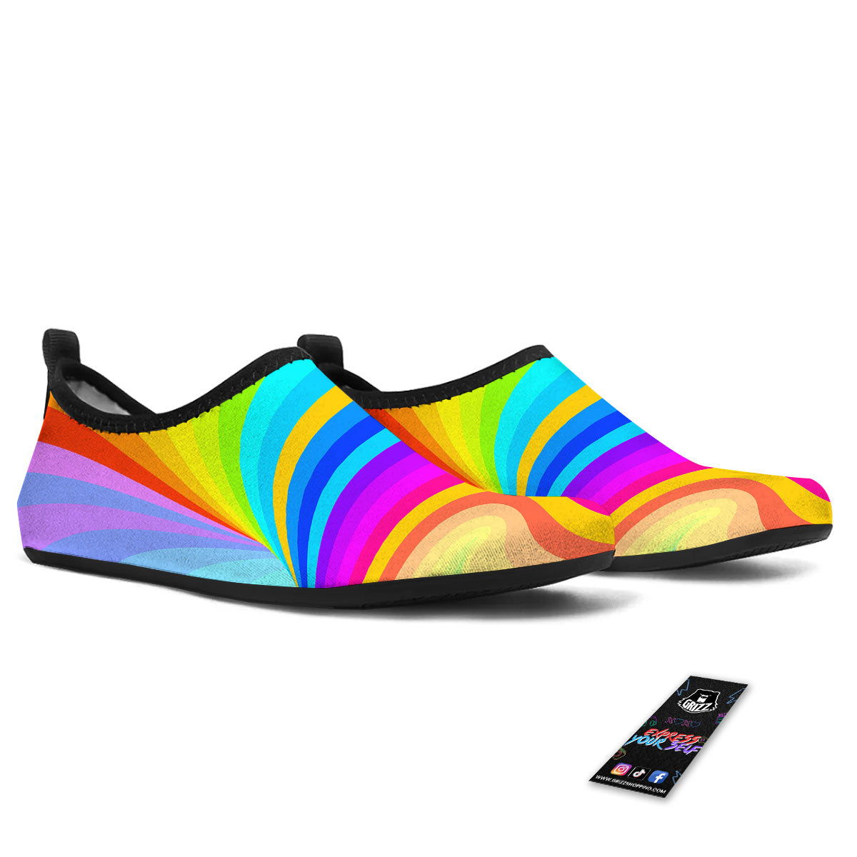 Psychedelic Rainbow Torus Print Water Shoes-grizzshop