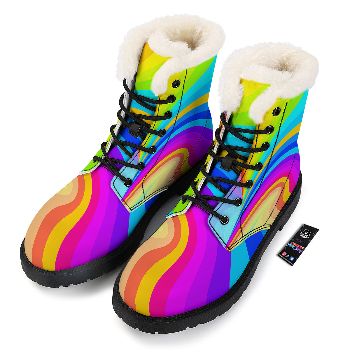 Psychedelic Rainbow Torus Print Winter Boots-grizzshop