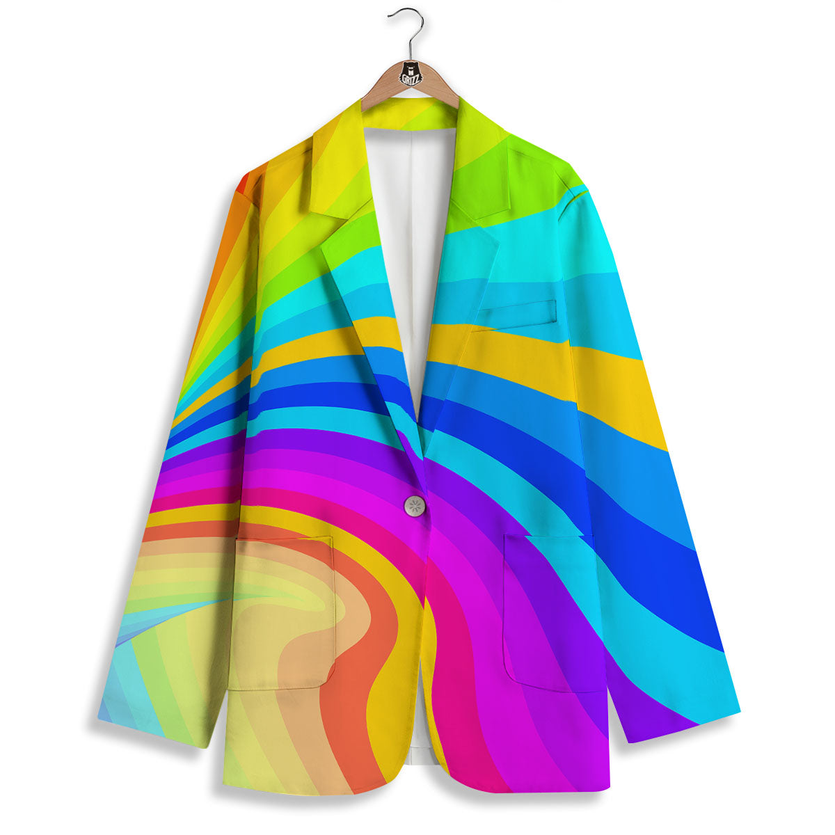 Psychedelic Rainbow Torus Print Women's Blazer-grizzshop