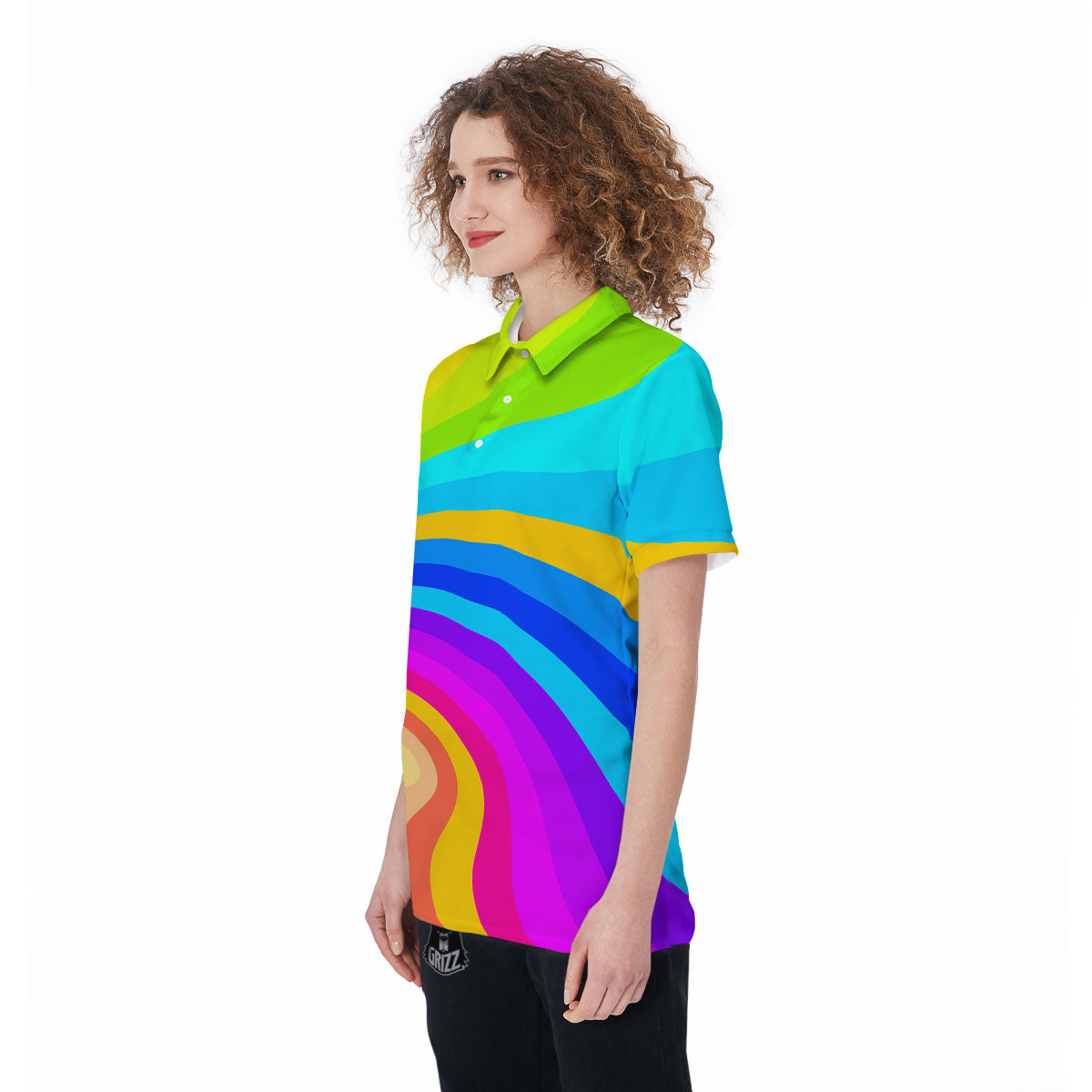 Psychedelic Rainbow Torus Print Women's Golf Shirts-grizzshop