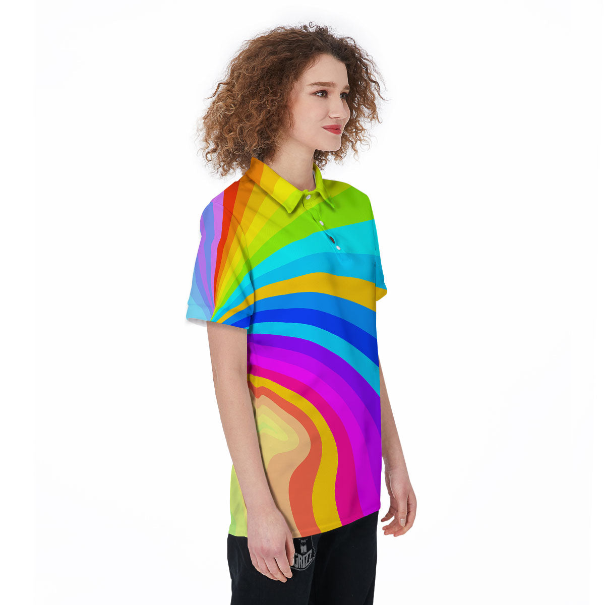 Psychedelic Rainbow Torus Print Women's Golf Shirts-grizzshop