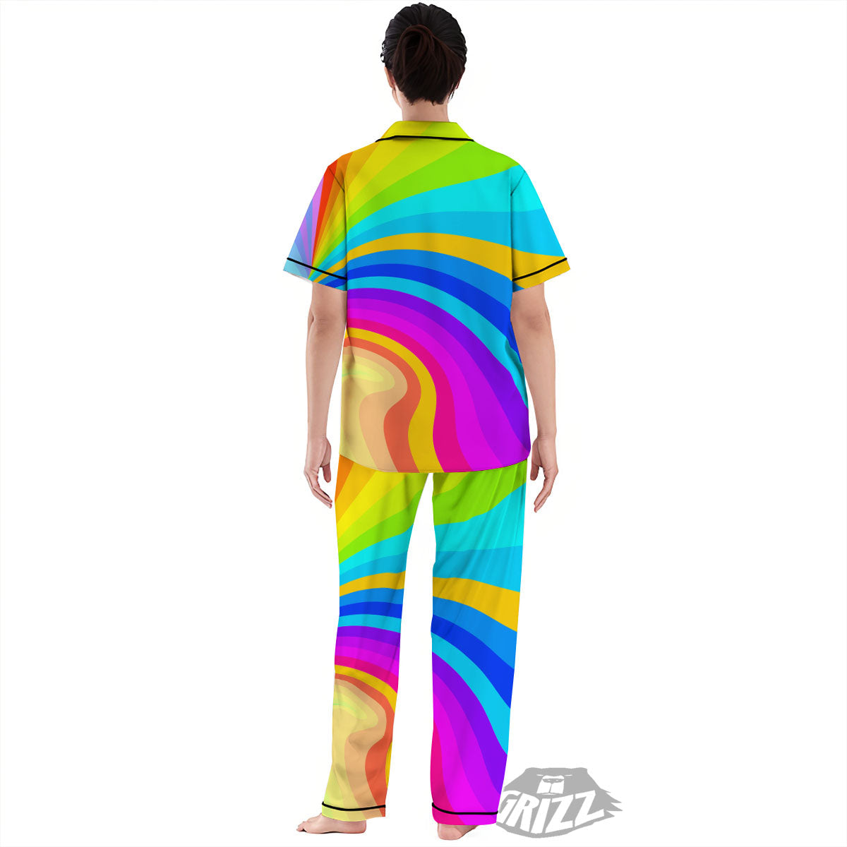 Psychedelic Rainbow Torus Print Women's Pajamas Set-grizzshop