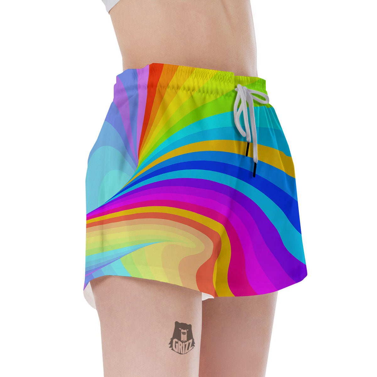 Psychedelic Rainbow Torus Print Women's Shorts-grizzshop