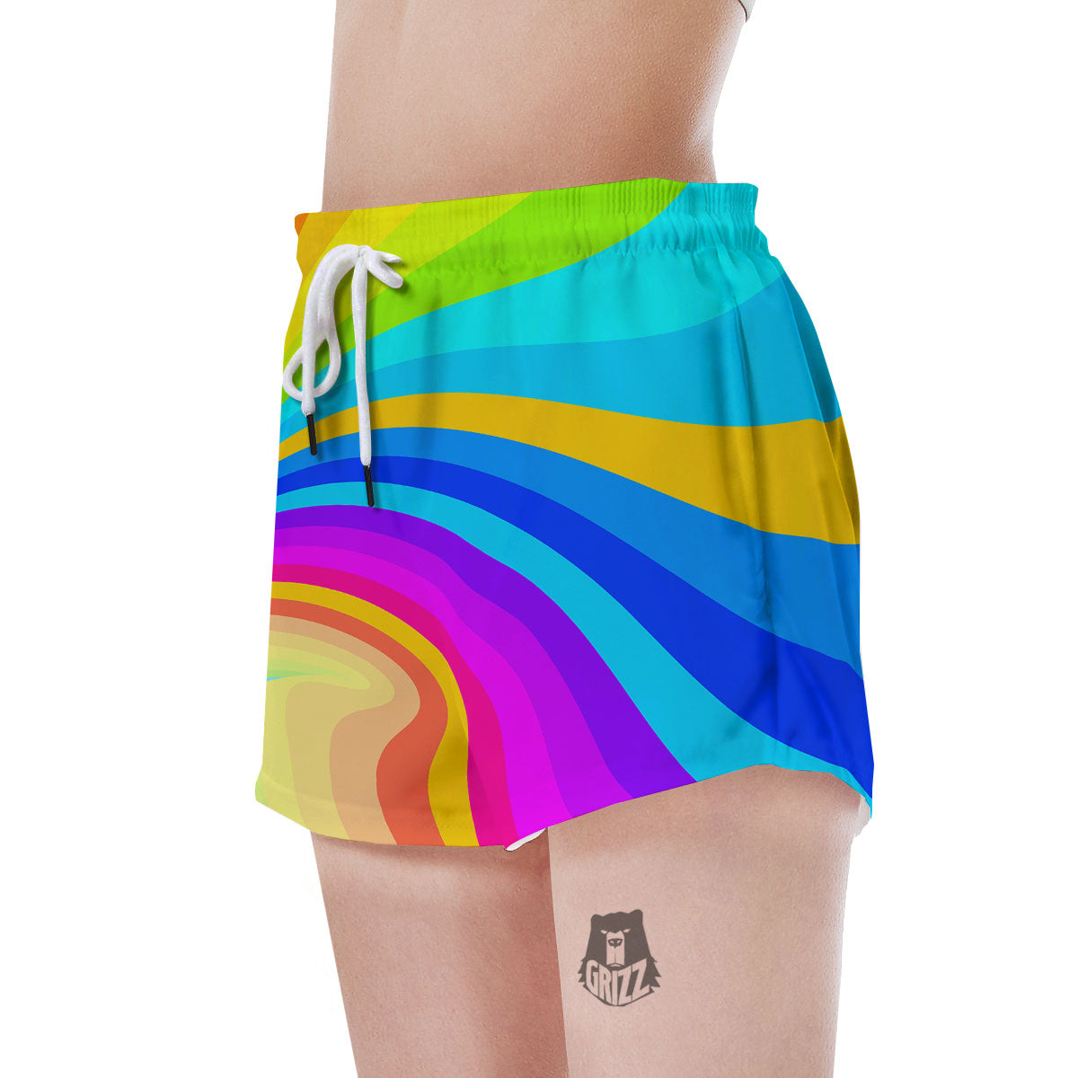 Psychedelic Rainbow Torus Print Women's Shorts-grizzshop