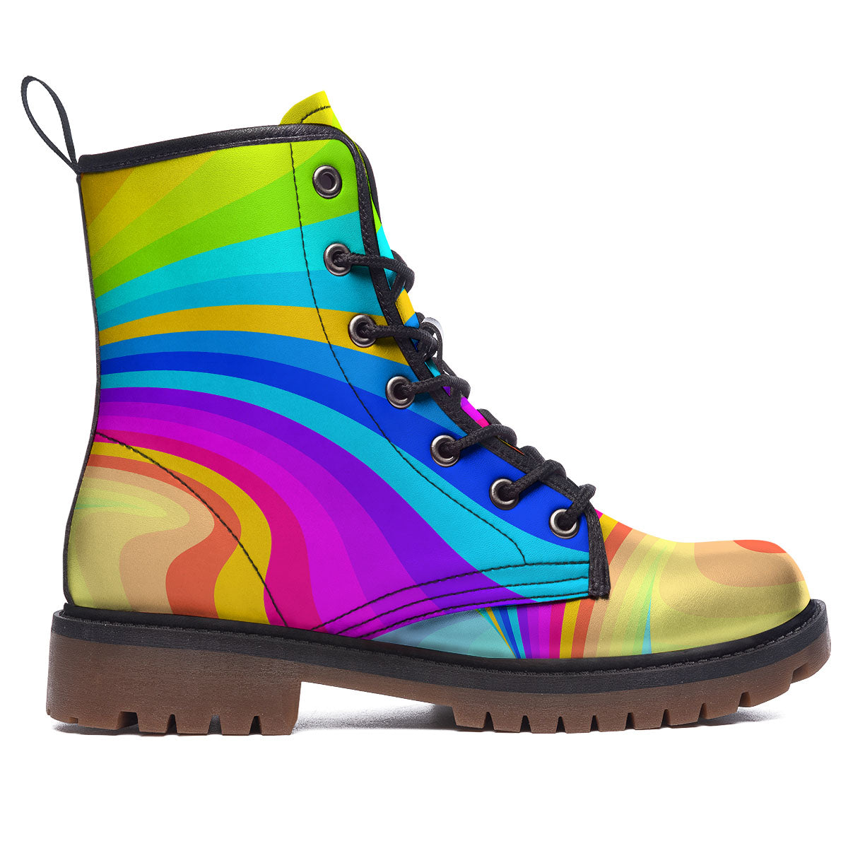 Psychedelic Rainbow Torus Print Work Boots-grizzshop