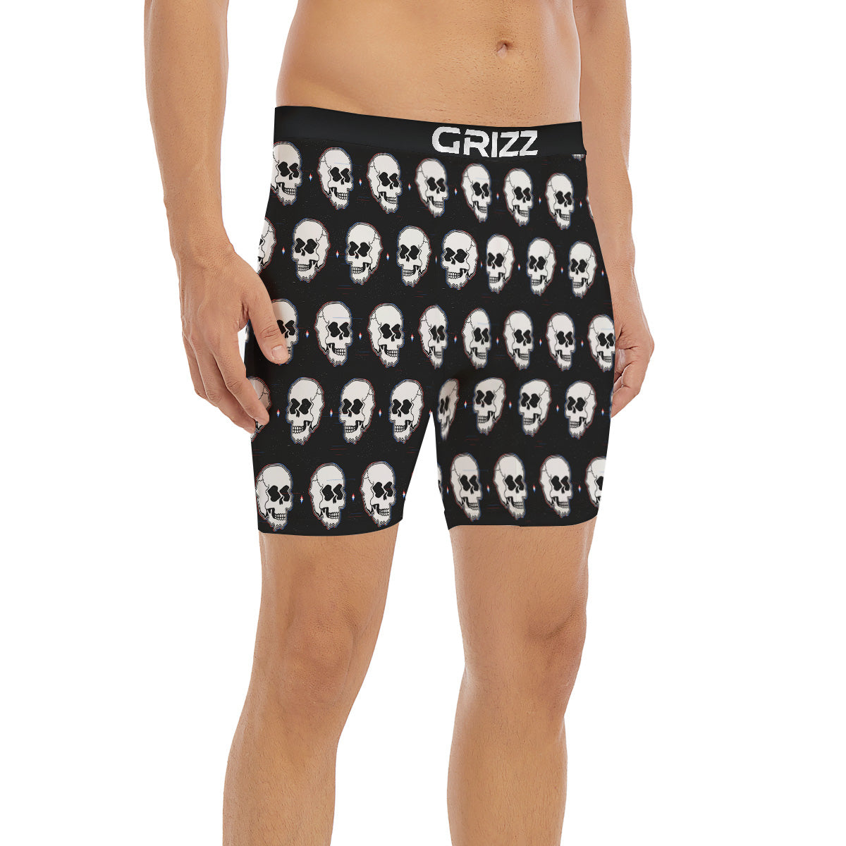 Psychedelic Skull Glitch Print Pattern Boxer Briefs-grizzshop