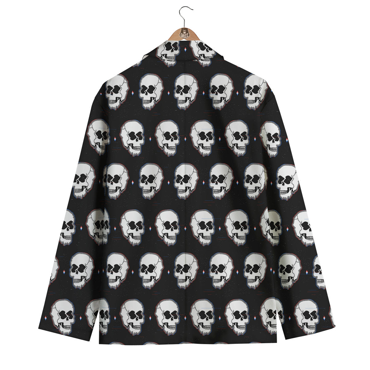 Psychedelic Skull Glitch Print Pattern Men's Blazer-grizzshop