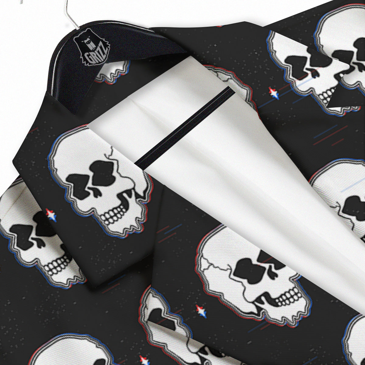 Psychedelic Skull Glitch Print Pattern Men's Sport Coat-grizzshop