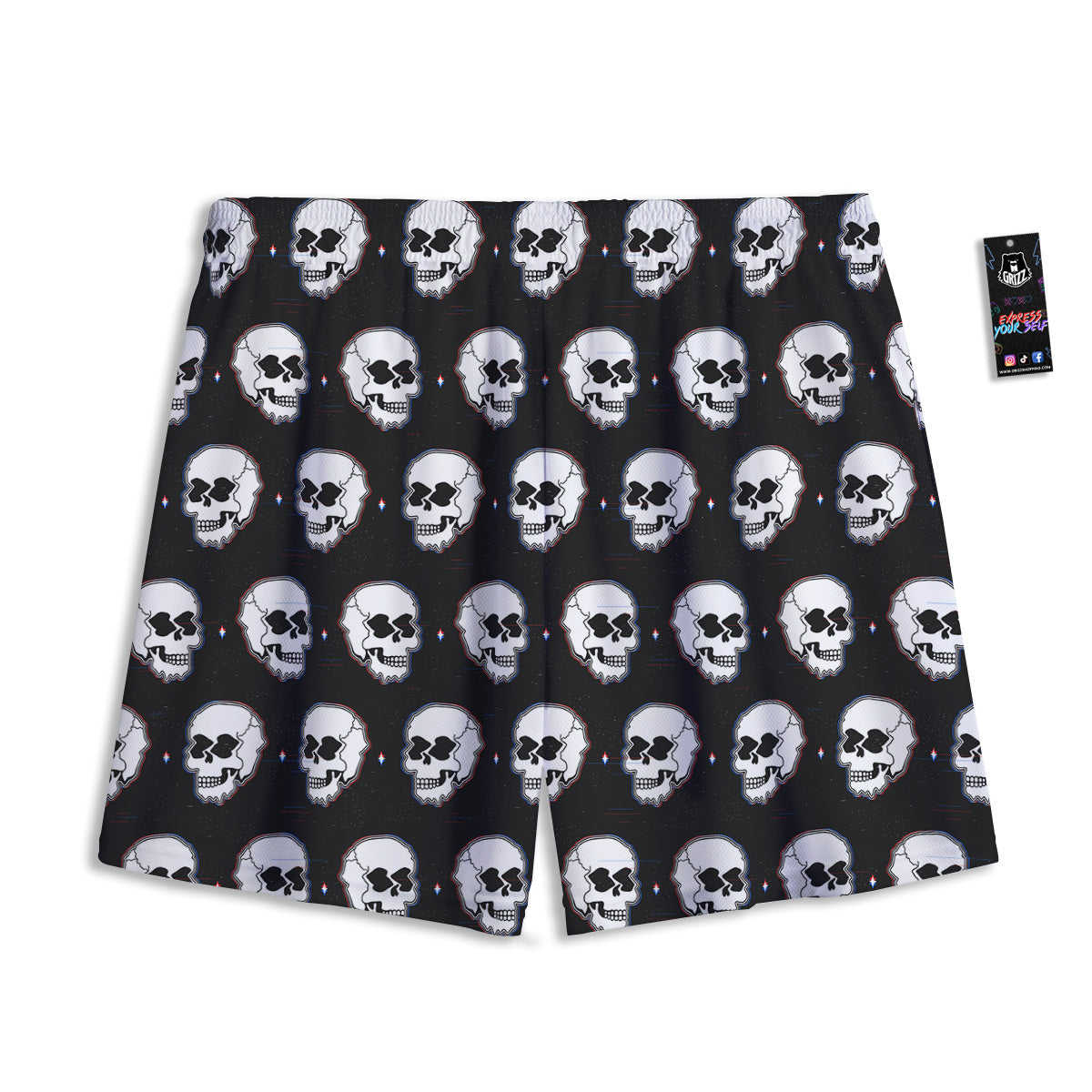 Raccoon Grey Print Pattern Mesh Shorts