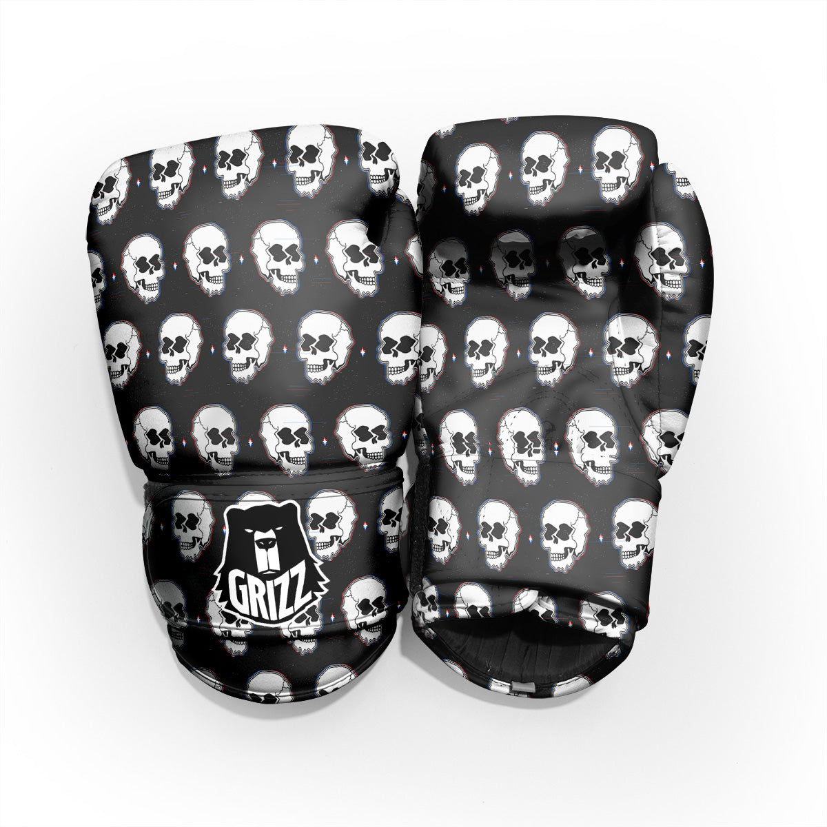 Psychedelic Skull Glitch Print Pattern Pro Boxing Glove