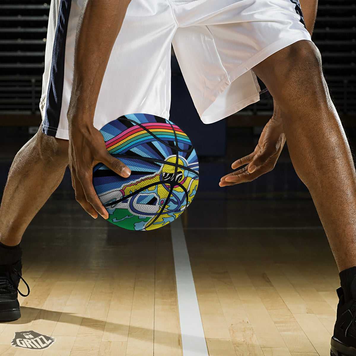 Psychedelic Space And Astronaut Print Basketball-grizzshop