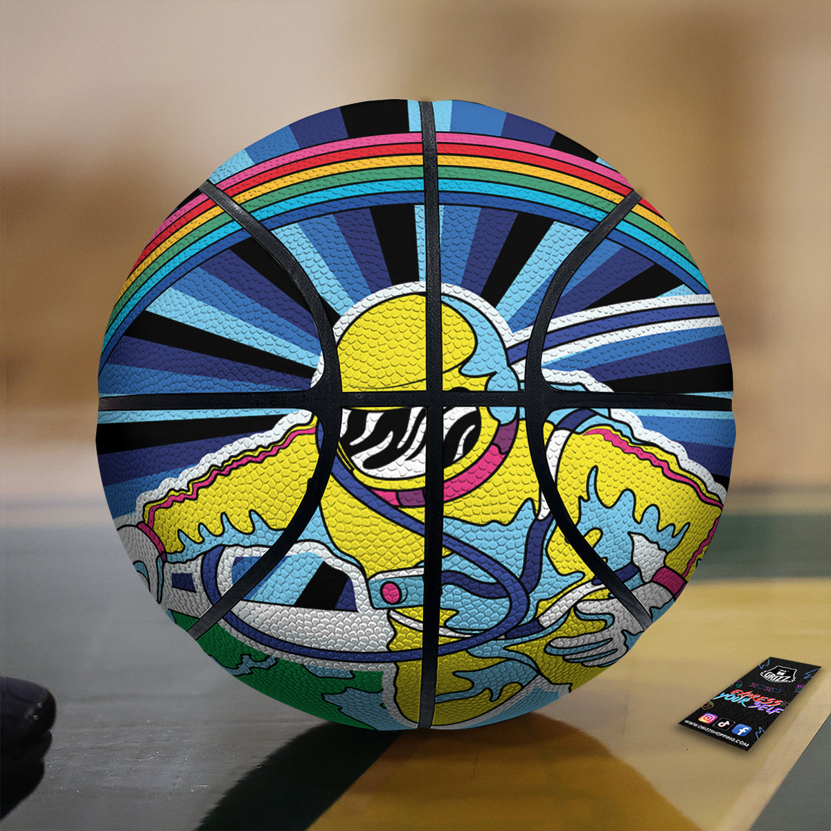 Psychedelic Space And Astronaut Print Basketball-grizzshop