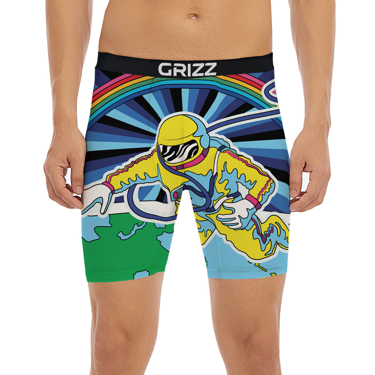 Psychedelic Space And Astronaut Print Boxer Briefs-grizzshop
