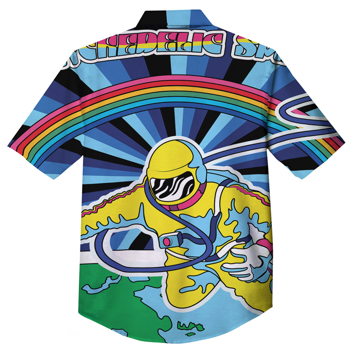 Psychedelic Space And Astronaut Print Button Up Shirt-grizzshop